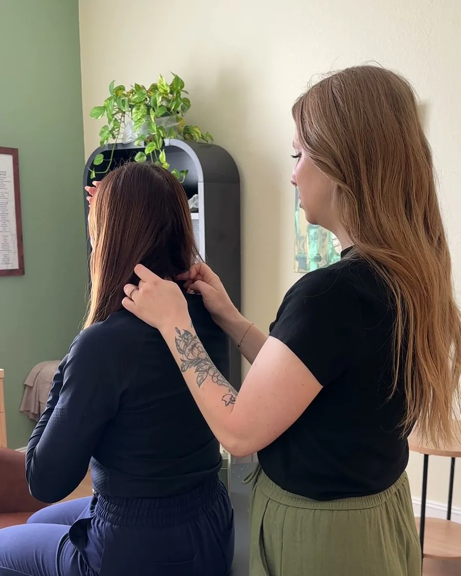 Dr. Leah during an NET session at Crown Chiropractic in Fort Myers, FL
